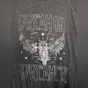 Gray Graphic Long Sleeve Tee with Motorcycle Design Zutter Size L